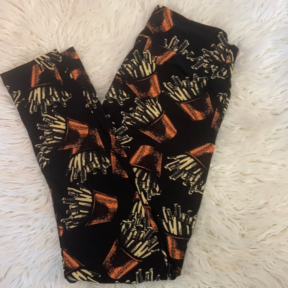 4/$30 Lularoe One Size Leggings. French Fry Print